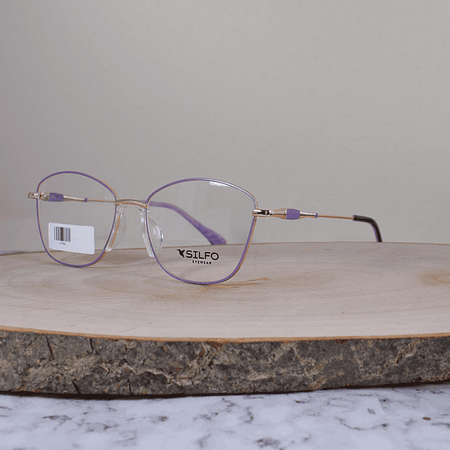 Silfo YM7706 C4 Metálica Cuadrada Agatada Dorada Lila Flex Brazo Metálico Ornamentado Terminal Acetato Bicolor Lila Morado