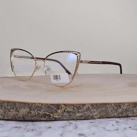 ZEN TJ32006 C1 Metálica Agatada Dorada Bicolor Negro Beige Detallado Flex Brazo Metálico Ornamentado Terminal Acetato Morado