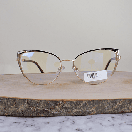 ZEN TJ32006 C1 Metálica Agatada Dorada Bicolor Negro Beige Detallado Flex Brazo Metálico Ornamentado Terminal Acetato Morado