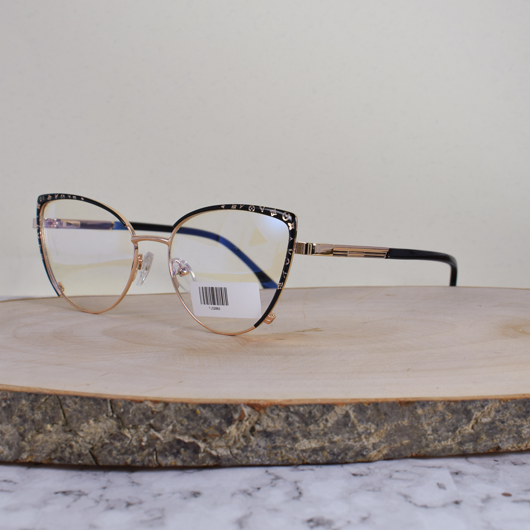 ZEN TJ32002 C1 Metálica Agatada Dorada Negro Detallado Flex Brazo Metálico Ornamentado Terminal Negro