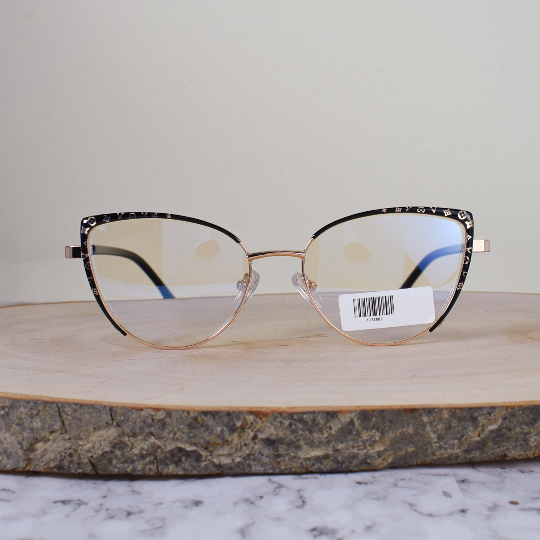 ZEN TJ32002 C1 Metálica Agatada Dorada Negro Detallado Flex Brazo Metálico Ornamentado Terminal Negro