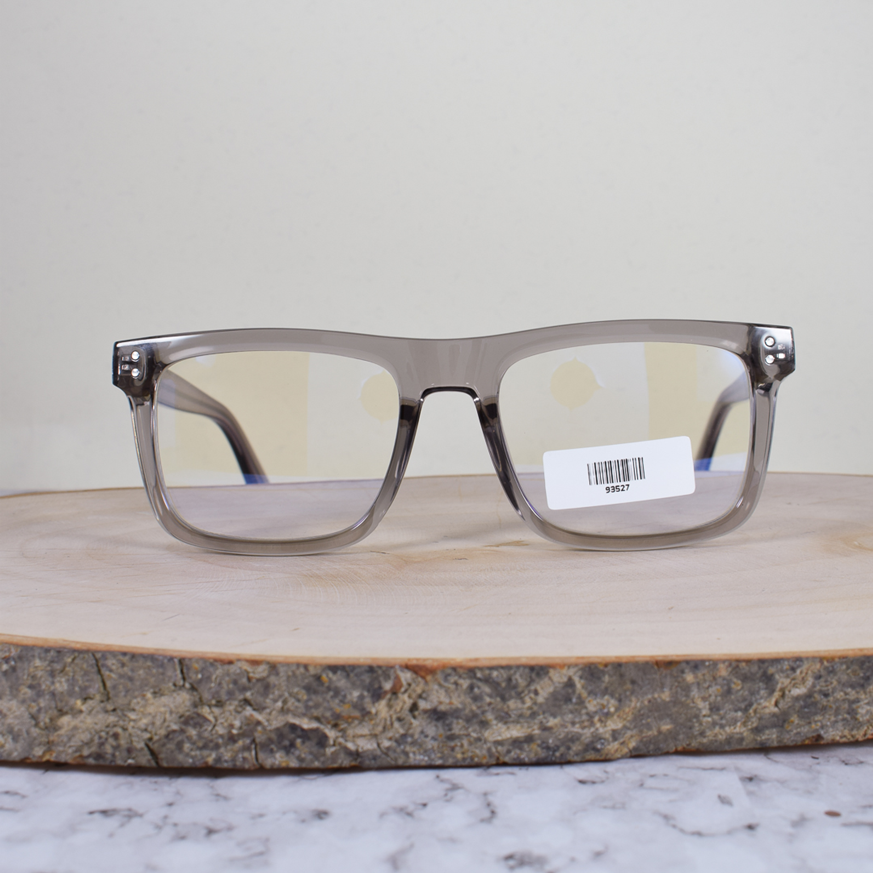 ZEN 93527 C4 Acetato Cuadrada Translúcida Morada Flex Brazo Acetato Ornamentado Metálico Celeste