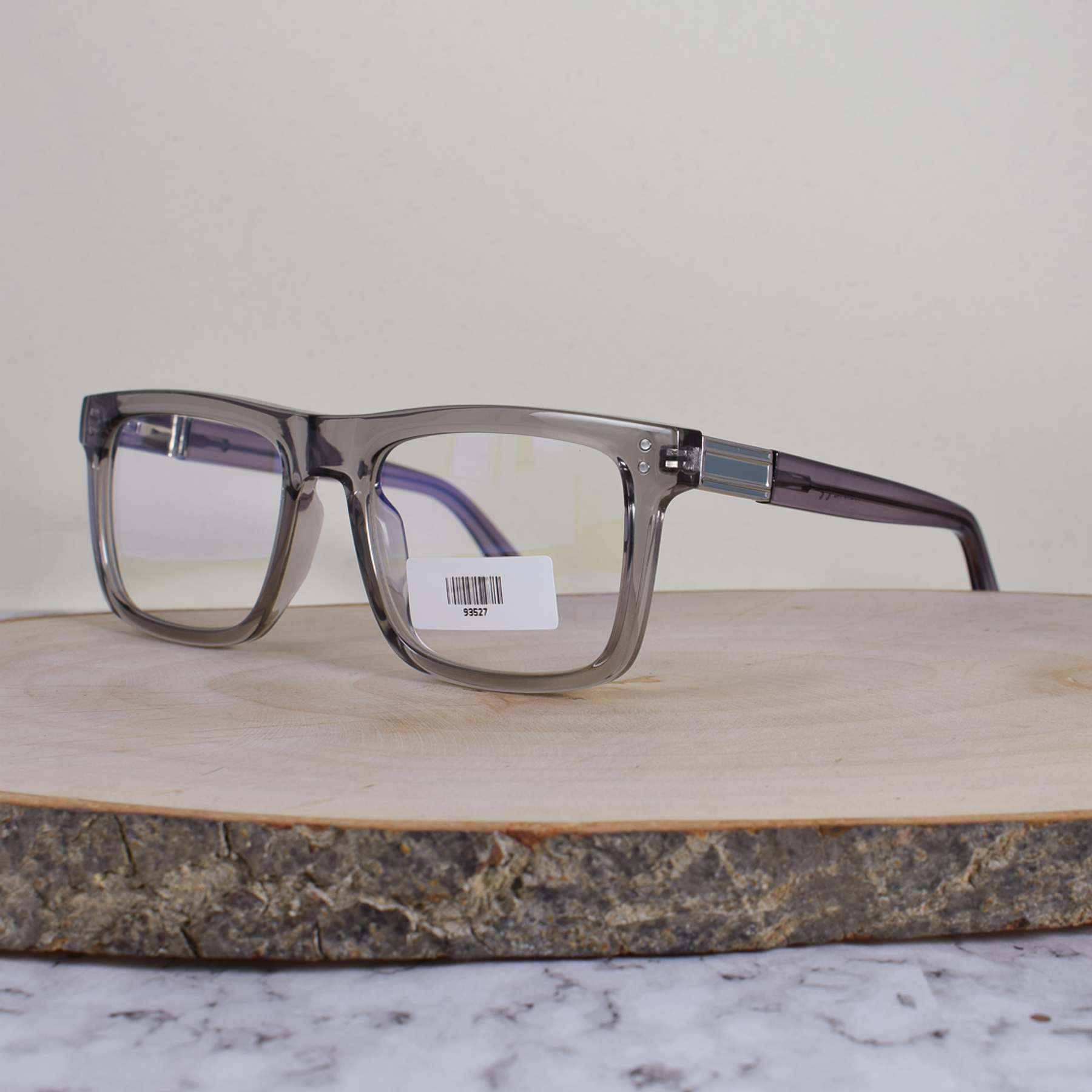 ZEN 93527 C4 Acetato Cuadrada Translúcida Morada Flex Brazo Acetato Ornamentado Metálico Celeste