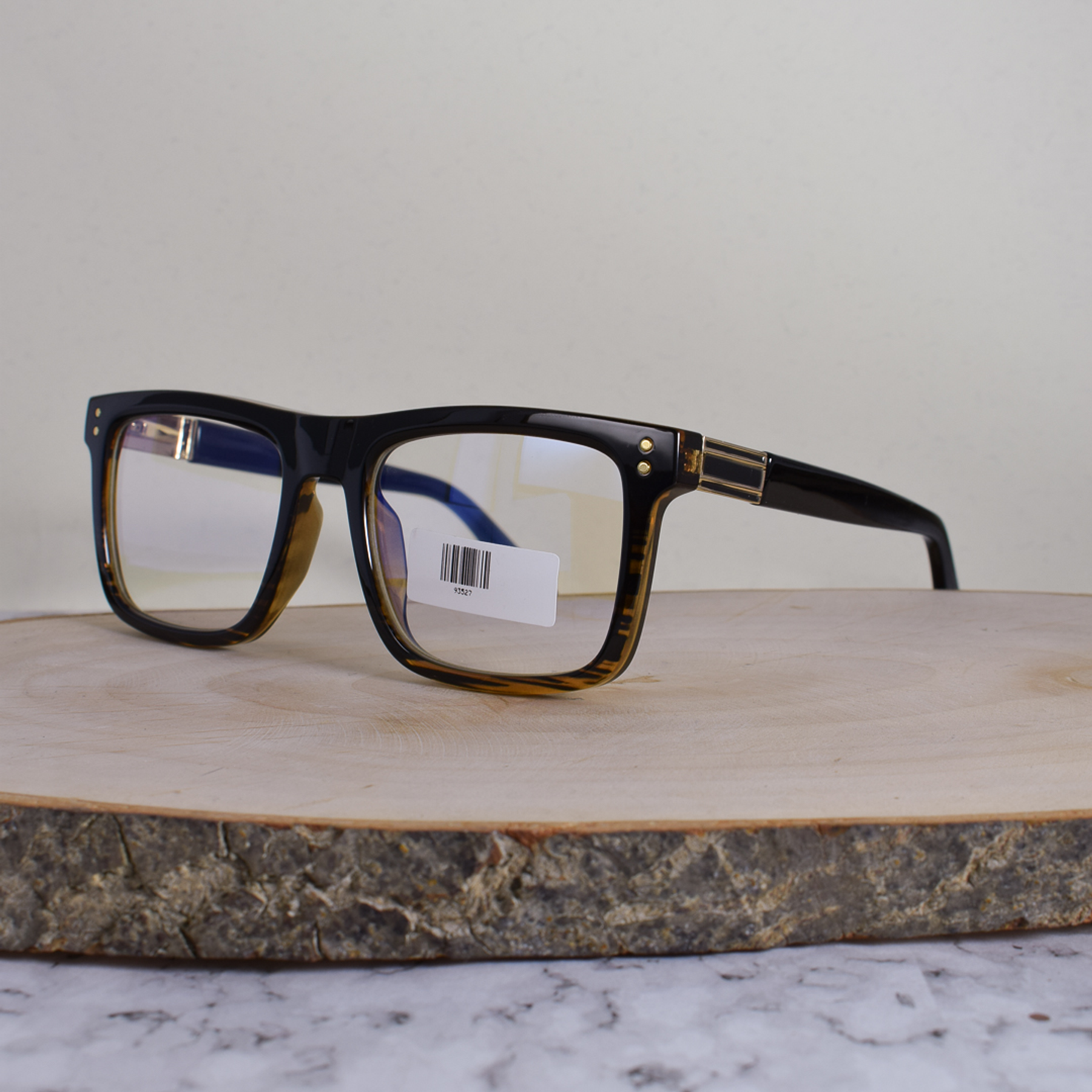 ZEN 93527 C3 Acetato Cuadrada Café Carey Flex Brazo Acetato Ornamentado Metálico Gris