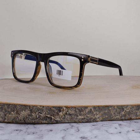 ZEN 93527 C3 Acetato Cuadrada Café Carey Flex Brazo Acetato Ornamentado Metálico Gris