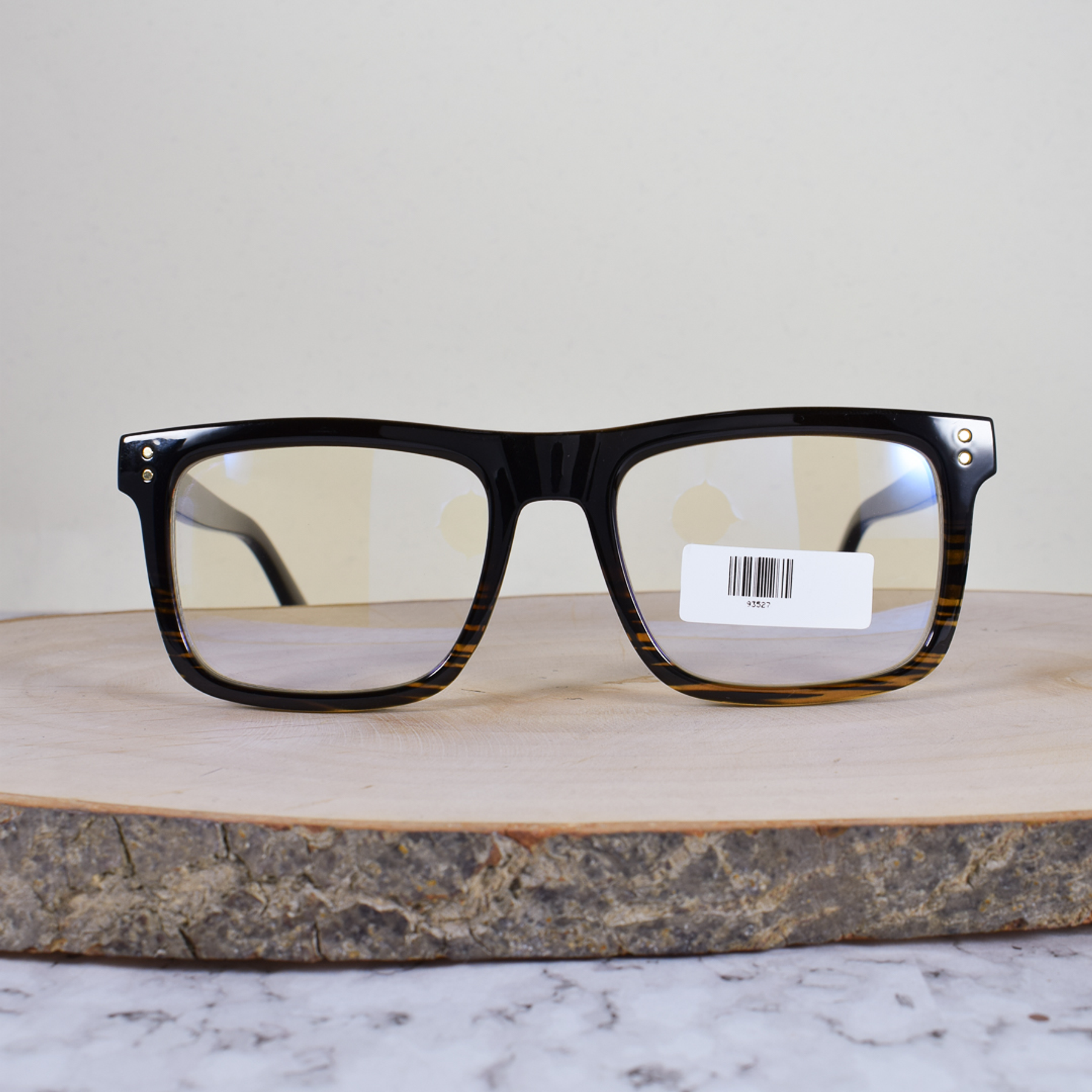 ZEN 93527 C3 Acetato Cuadrada Café Carey Flex Brazo Acetato Ornamentado Metálico Gris