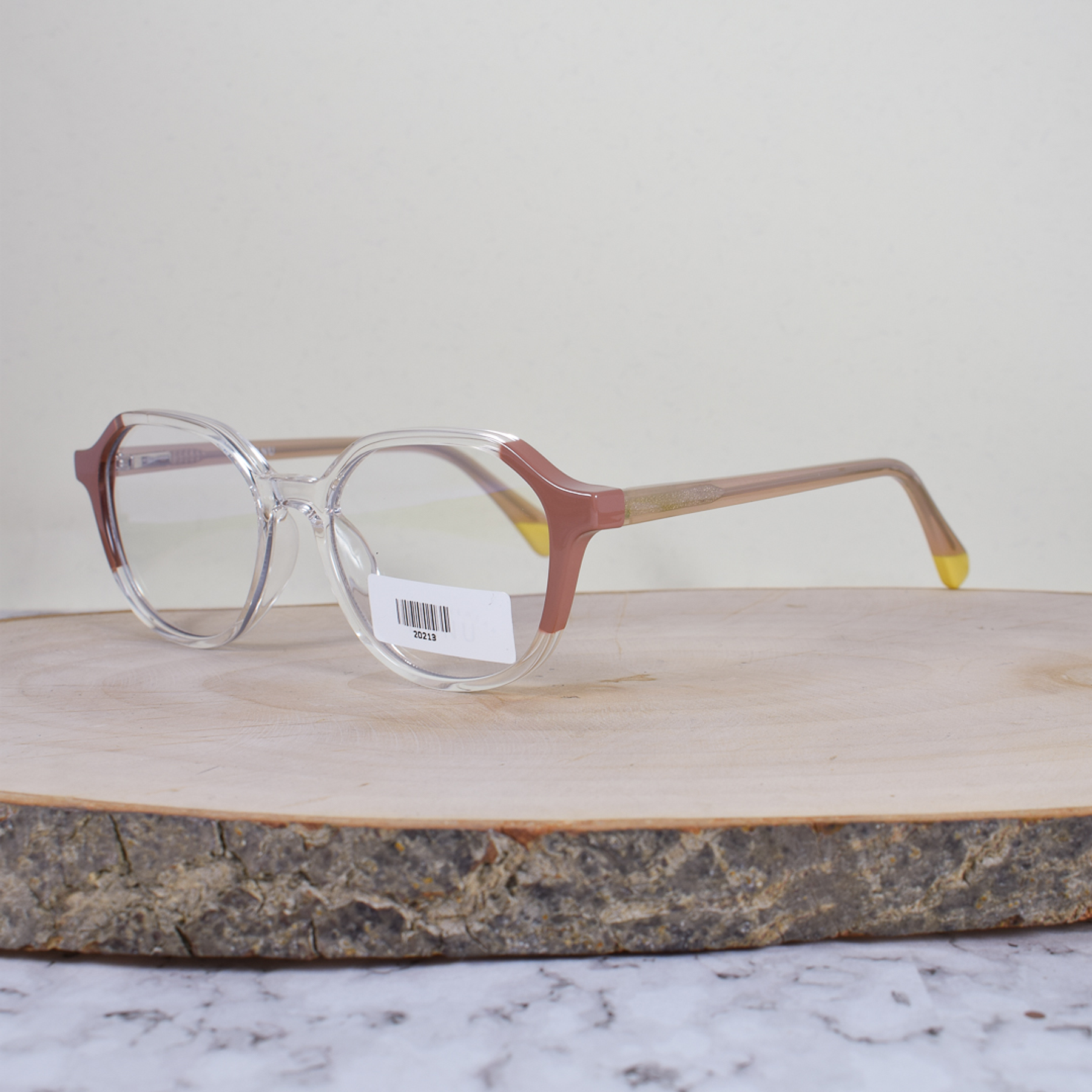 Danu 20213 C2 Acetato Hexagonal Ovalada Bicolor Piel Translúcida Flex Terminal Amarillo 