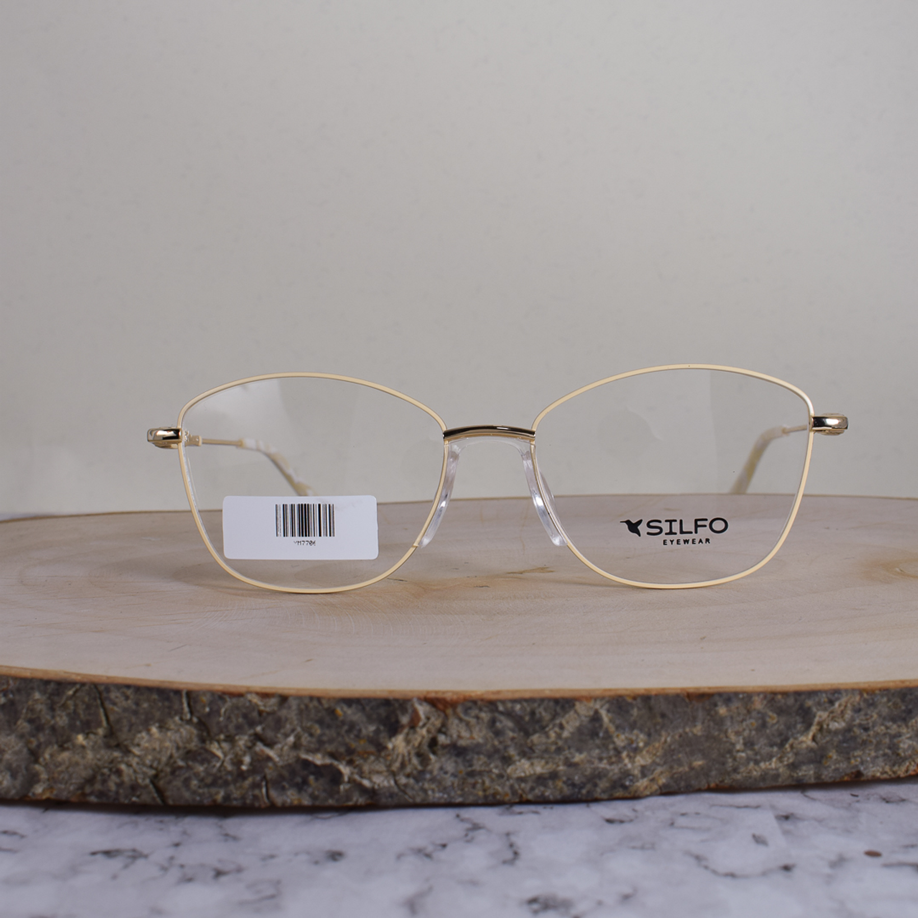 Silfo YM7706 C3 Metálica Agatada Cuadrada Dorado Piel Flex Brazo Metálico Terminal Blanco Piel Marmoleado