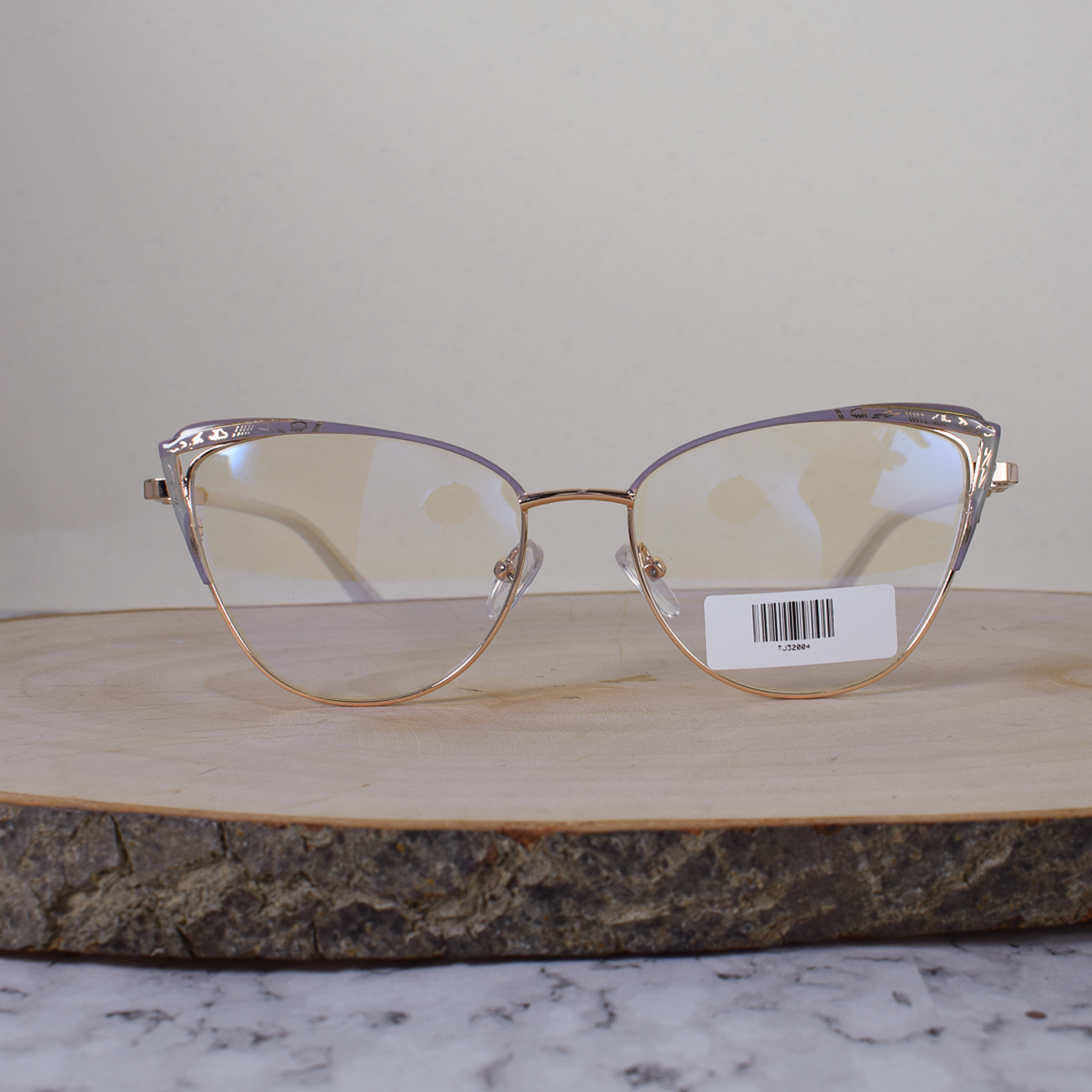 ZEN TJ32004 C3 Metálica Agatada Dorada Bicolor Lila Celeste Flex Brazo Ornamentado Terminal Blanco Mate