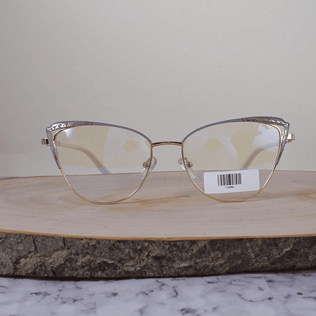 ZEN TJ32004 C3 Metálica Agatada Dorada Bicolor Lila Celeste Flex Brazo Ornamentado Terminal Blanco Mate