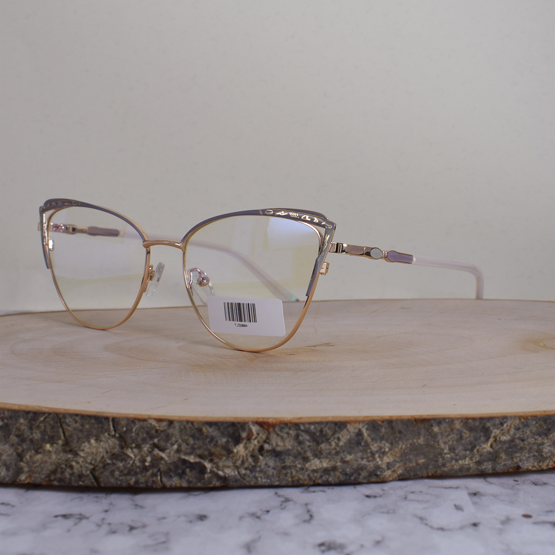 ZEN TJ32004 C3 Metálica Agatada Dorada Bicolor Lila Celeste Flex Brazo Ornamentado Terminal Blanco Mate