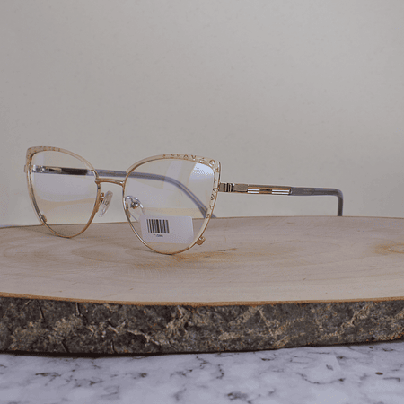 ZEN TJ32002 C3 Metálica Agatada Ovalada Dorada Beige Detallada Flex Brazo Ornamentado Terminal Azul Translúcido