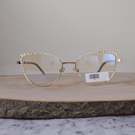 ZEN TJ32002 C3 Metálica Agatada Ovalada Dorada Beige Detallada Flex Brazo Ornamentado Terminal Azul Translúcido