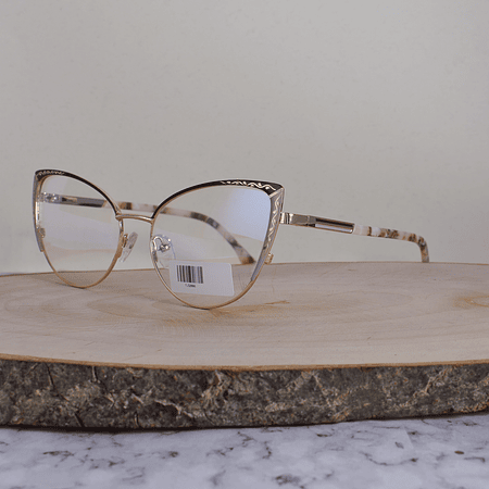 ZEN TJ32006 C6 Metálica Agatada Ovalada Dorada Bicolor Café Beige Flex Brazo Ornamentado Terminal Café Beige Marmoleado