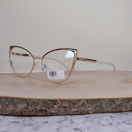 ZEN TJ32006 C5 Metálica Agatada Dorada Bicolor Rojo Beige Detallado Flex Brazo Metálico Ornamentado Terminal Acetato Blanco Mate