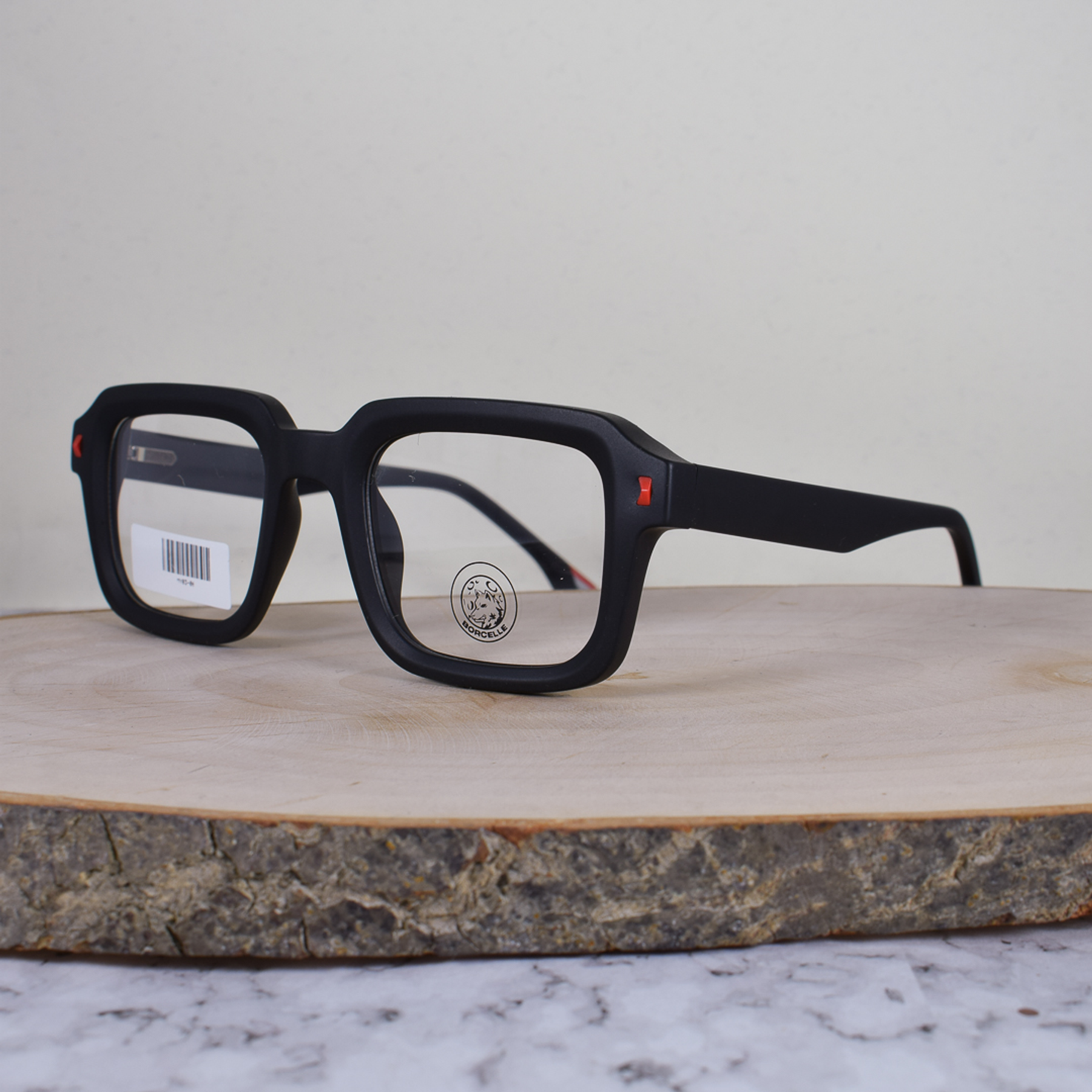 Borcelle MY0306 C01H TR90 Cuadrada Negro Mate Flex Terminal Rojo Gris