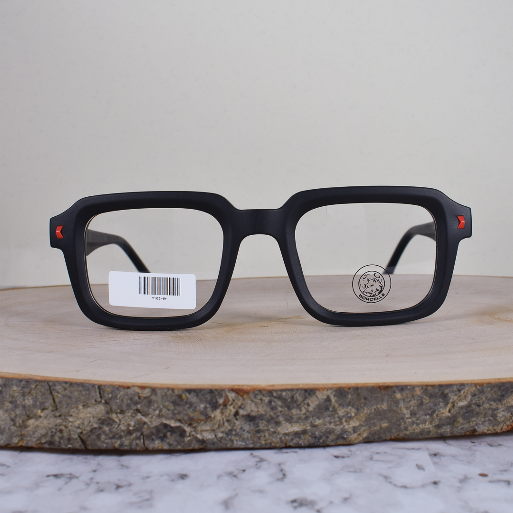 Borcelle MY0306 C01H TR90 Cuadrada Negro Mate Flex Terminal Rojo Gris