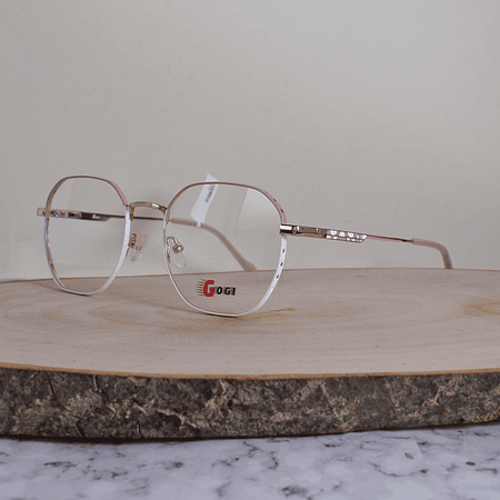 Gogi 14006 C4 Metálica Hexagonal Redonda Dorada Bicolor Rosa Blanco Flex Brazo Metálico Detallado Terminal Rosa Translúcido