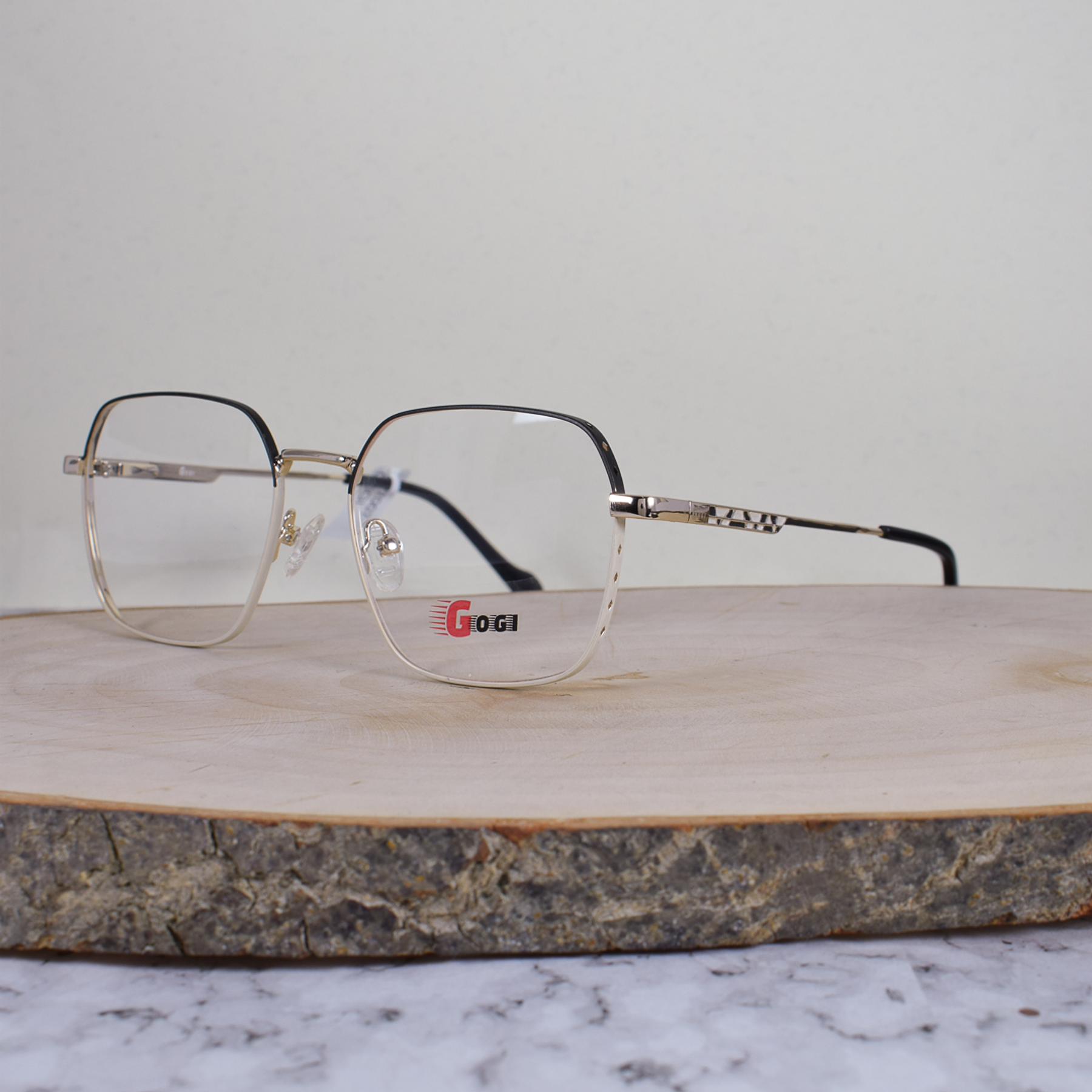 Gogi 17007 C1 Metálica Hexagonal Redonda Dorada Bicolor Negro Blanco Flex Brazo Detallado Terminal Negro