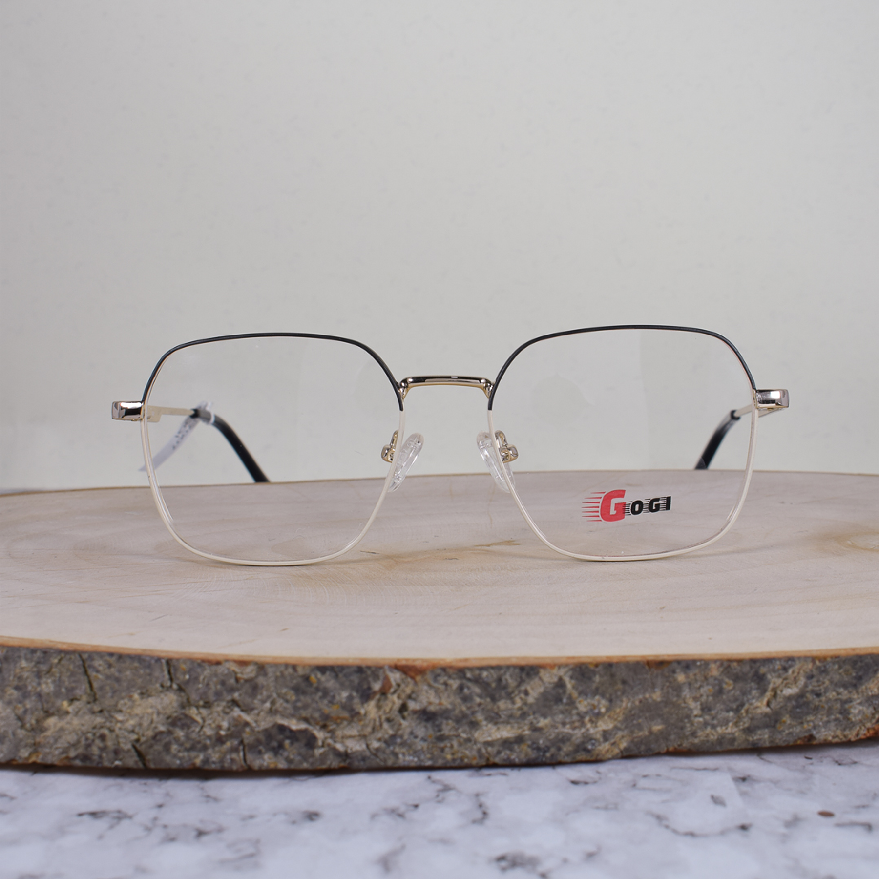 Gogi 17007 C1 Metálica Hexagonal Redonda Dorada Bicolor Negro Blanco Flex Brazo Detallado Terminal Negro