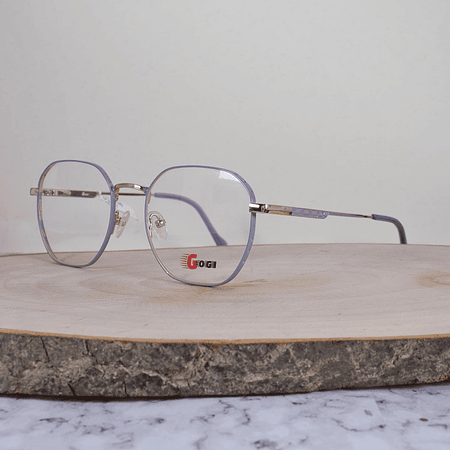 Gogi 17006 C6 Metálica Hexagonal Redonda Dorada Bicolor Lila Gris Flex Brazo Detallado Terminal Lila Translúcido