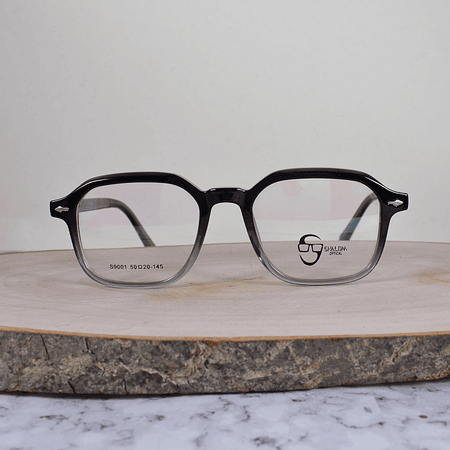 Shalom Optical S90010 C2 Cuadrada Negro Translúcido Flex Brazo Gris Terminal Negro