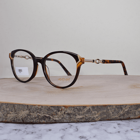 Madam G6247 Acetato Ovalada Semi Agatada Carey Flex Brazo Metálico Ornamentado Terminal Acetato