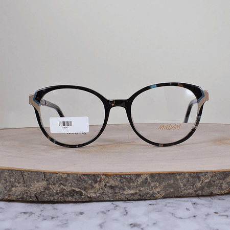 Madam G6247 C7 Acetato Ovalada Semi Agatada Carey Azul Café Flex Brazo Metálico Ornamentado Terminal Acetato