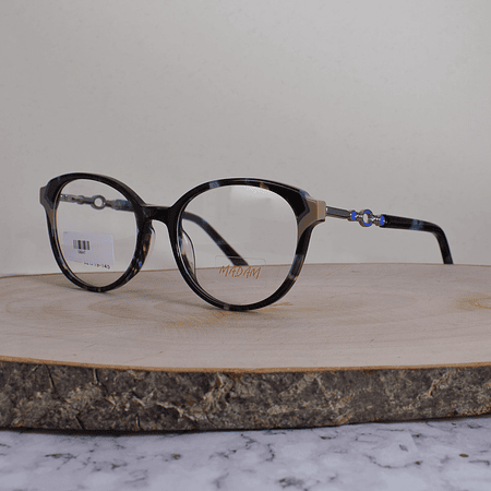 Madam G6247 C7 Acetato Ovalada Semi Agatada Carey Azul Café Flex Brazo Metálico Ornamentado Terminal Acetato