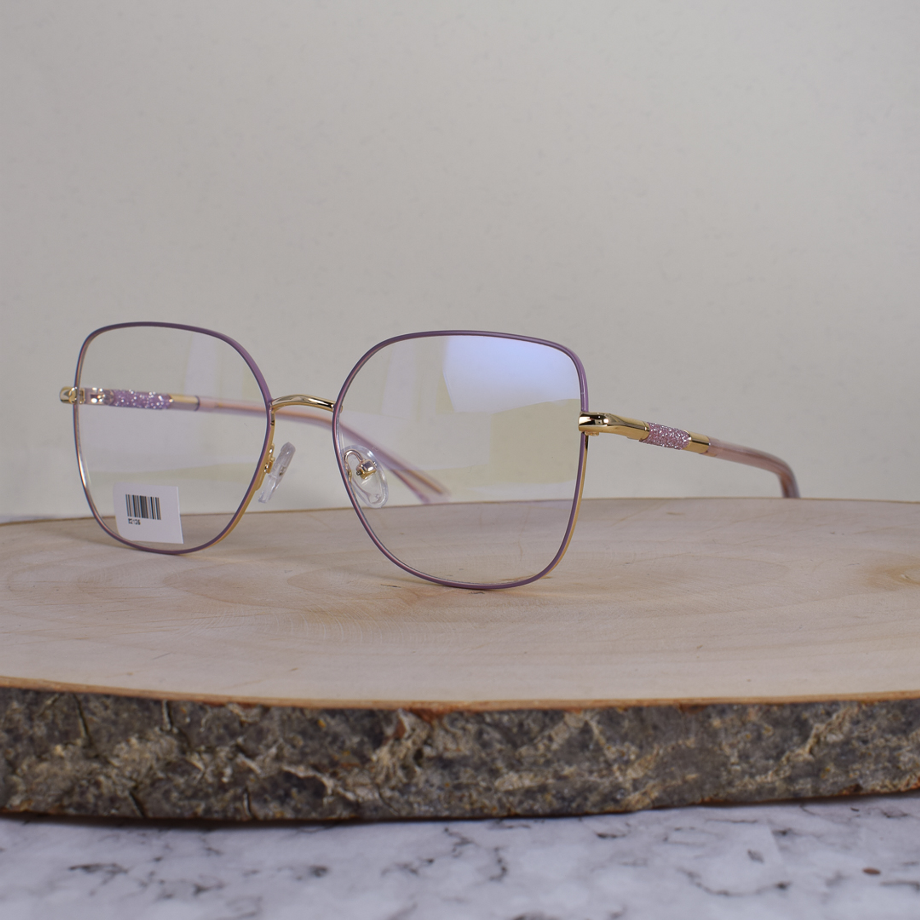 ZEN 82125 C2 Metálica Cuadrada Dorado Lila Flex Brazo Detallado Escarchado Terminal Lila Translúcido