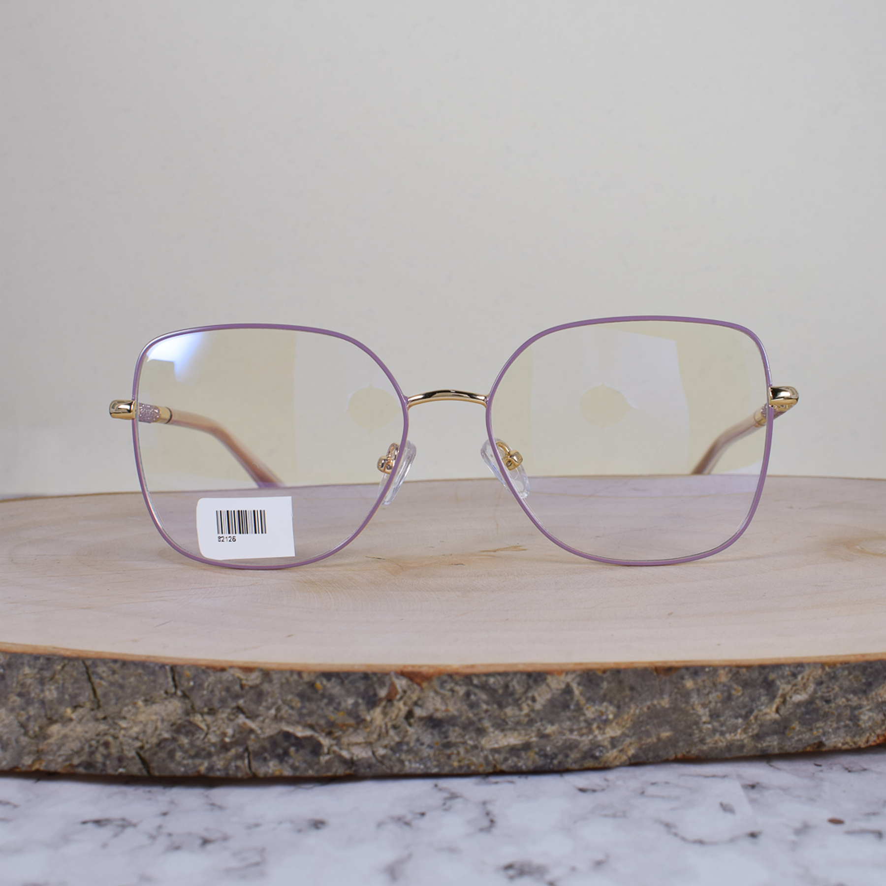 ZEN 82125 C2 Metálica Cuadrada Dorado Lila Flex Brazo Detallado Escarchado Terminal Lila Translúcido