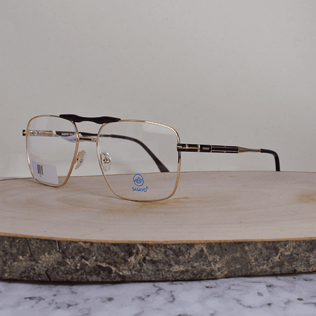 ZEN 90341 C4 Metálica Cuadrada Aviador Doble Puente Dorada Café Flex Brazo Ornamentado Negro Terminal Negro