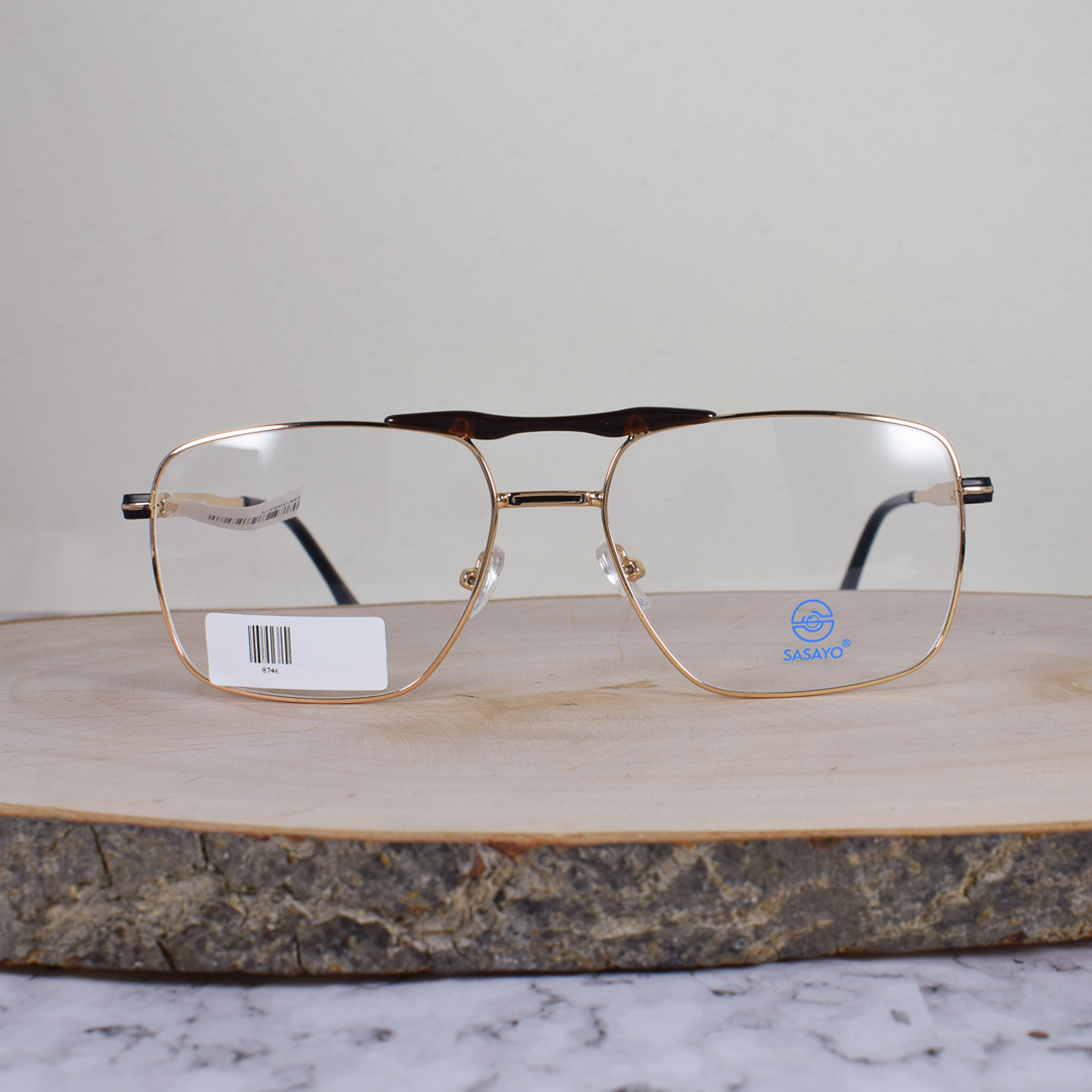 ZEN 90341 C4 Metálica Cuadrada Aviador Doble Puente Dorada Café Flex Brazo Ornamentado Negro Terminal Negro