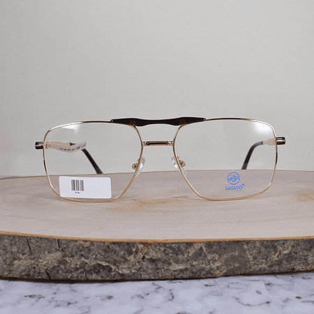 ZEN 90341 C4 Metálica Cuadrada Aviador Doble Puente Dorada Café Flex Brazo Ornamentado Negro Terminal Negro