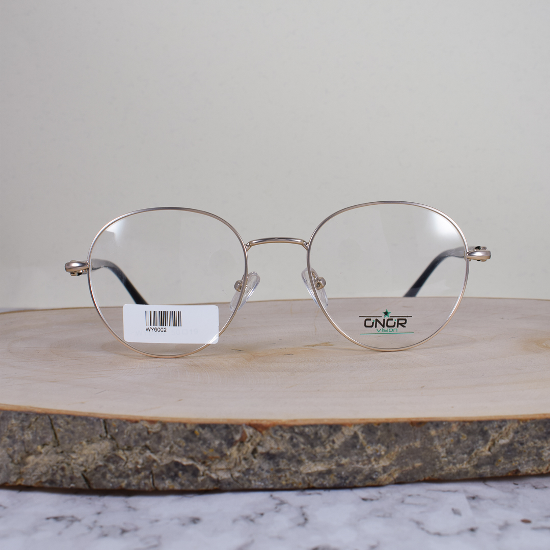 Onor WY6002 C4 Metálica Redonda Plateado Flex Brazo Acetato Negro