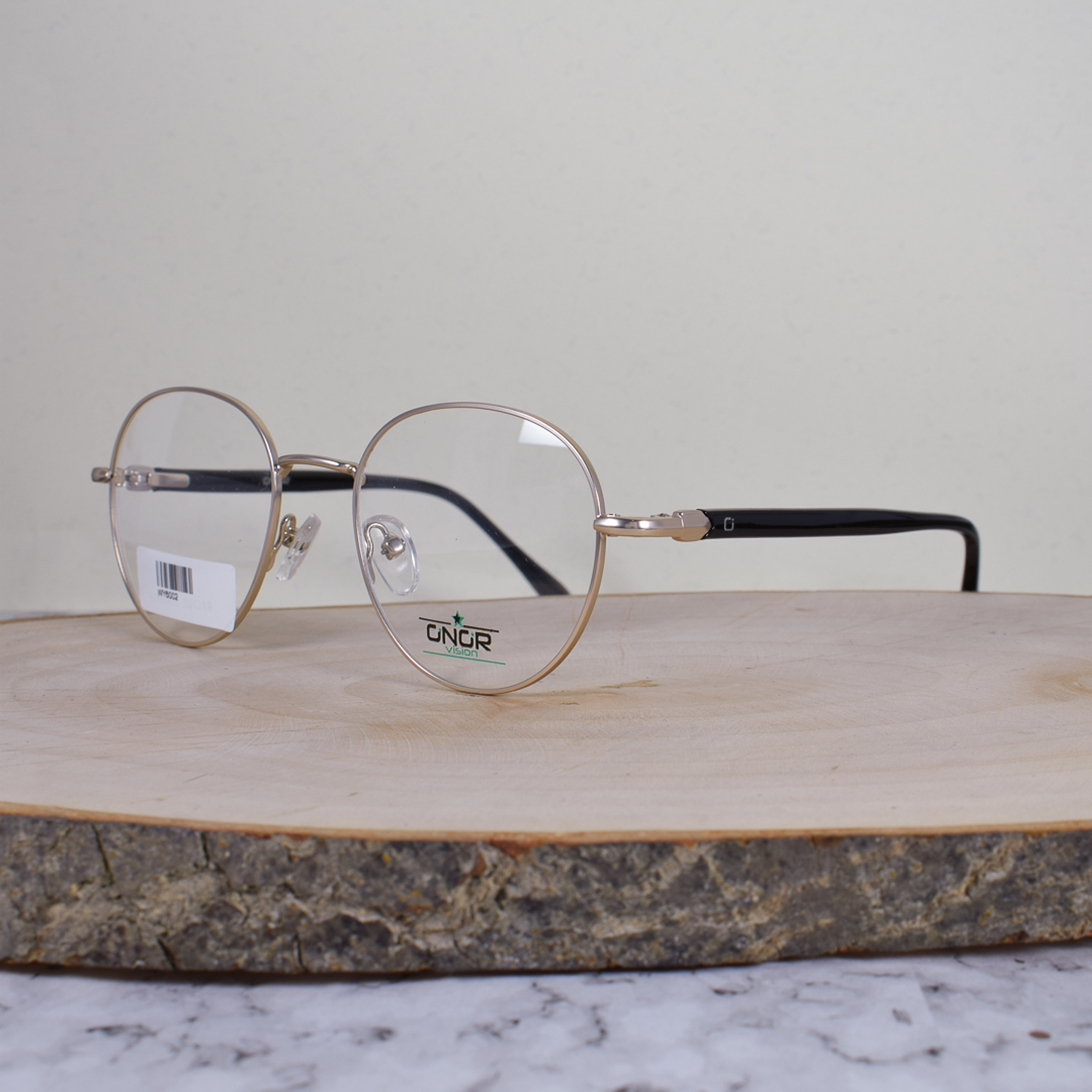 Onor WY6002 C4 Metálica Redonda Plateado Flex Brazo Acetato Negro