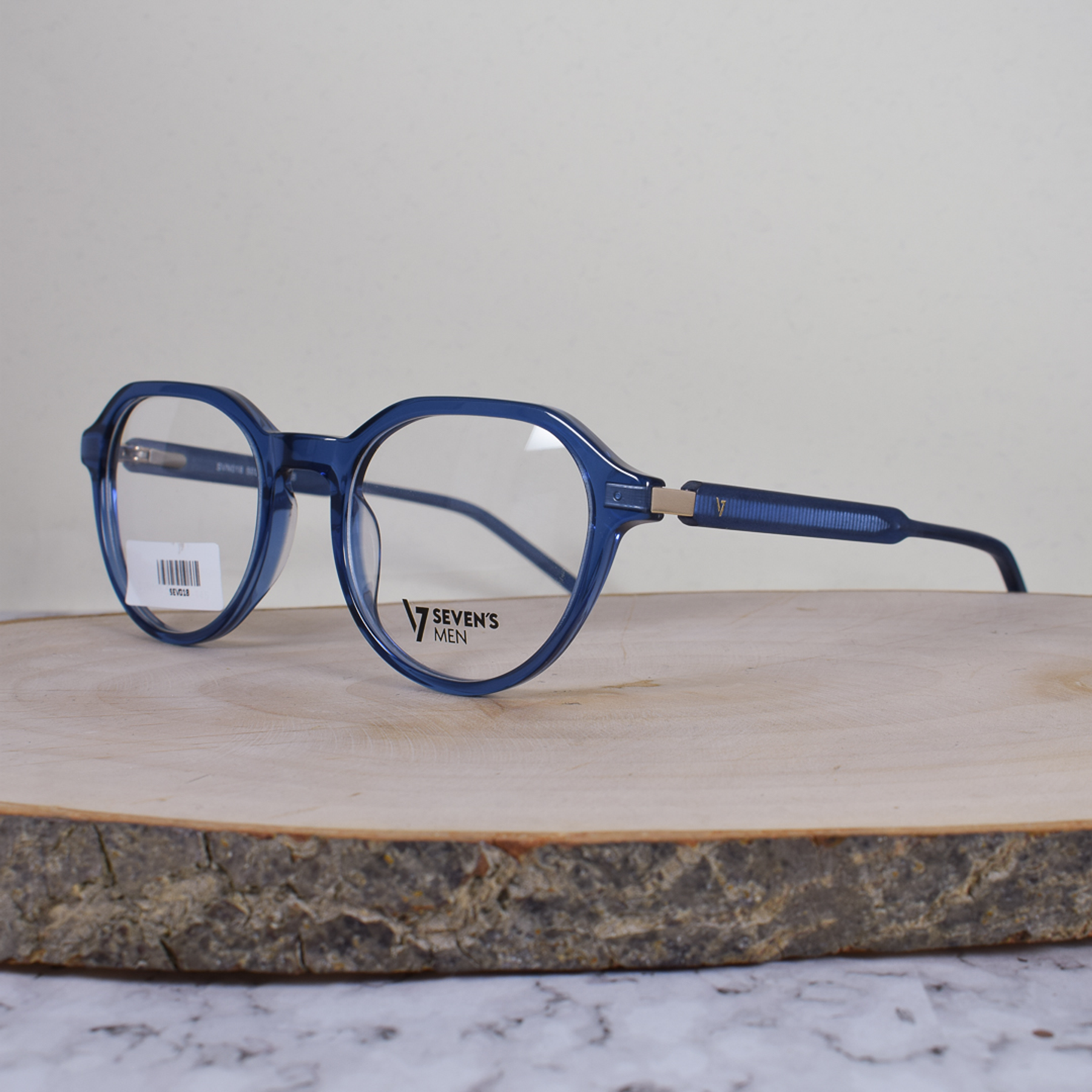 Sevens Men SVN018 C3 Acetato Ovalada Azul Translúcida Flex 