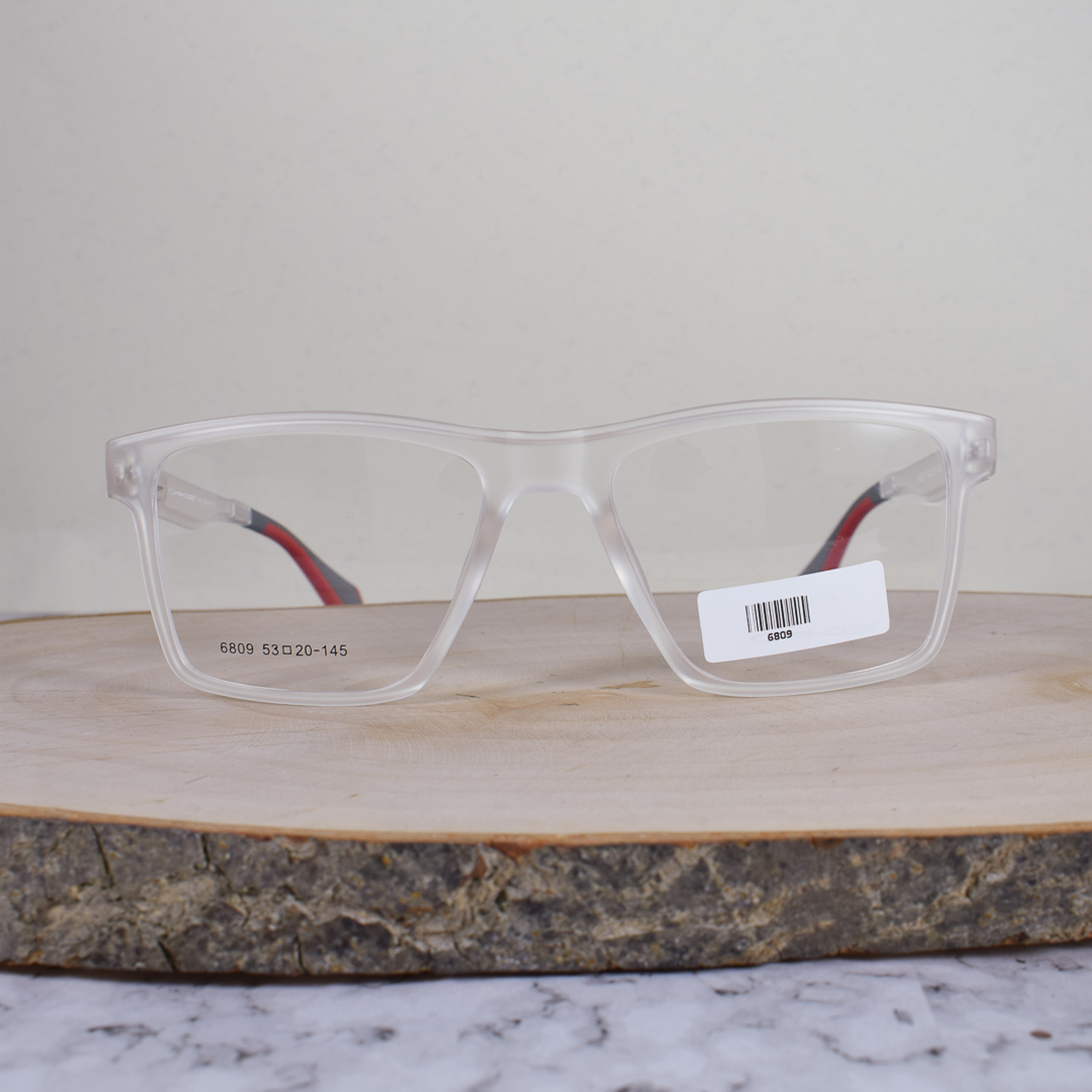 Oakle 6809 C3 TR90 Cuadrada Semi Translúcida Flex Brazo Semi Translúcido Rojo Terminal Gris Rojo