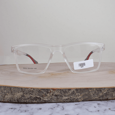 Oakle 6809 C3 TR90 Cuadrada Semi Translúcida Flex Brazo Semi Translúcido Rojo Terminal Gris Rojo