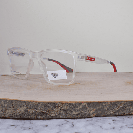 Oakle 6809 C3 TR90 Cuadrada Semi Translúcida Flex Brazo Semi Translúcido Rojo Terminal Gris Rojo