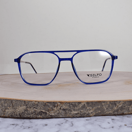 Silfo 52065 C3 Acetato Cuadrada Azul Translúcida Flex Brazo Metálico Terminal Azul