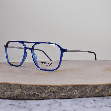 Silfo 52065 C3 Acetato Cuadrada Azul Translúcida Flex Brazo Metálico Terminal Azul