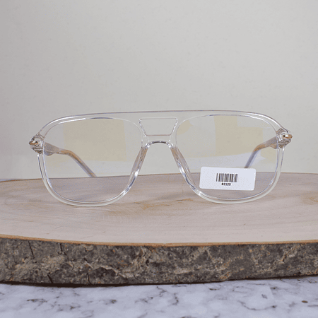 ZEN 82120 C3 Acetato Cuadrada Semi Ovalada Dobre Puente Translúcida Flex Brazo Acetato Translúcido Dorado 