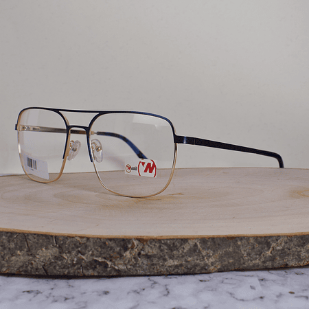 Woolf 005 Metálica Cuadrada Aviador Doble Puente Azul Dorado Flex Brazo Metálico Azul Terminal Carey Azul