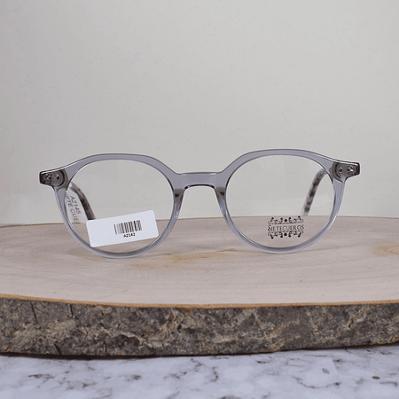 SieteCueros A2142 C68 Acetato Ovalada Gris Azulado Translúcida Flex Brazo Acetato Negro Translúcido