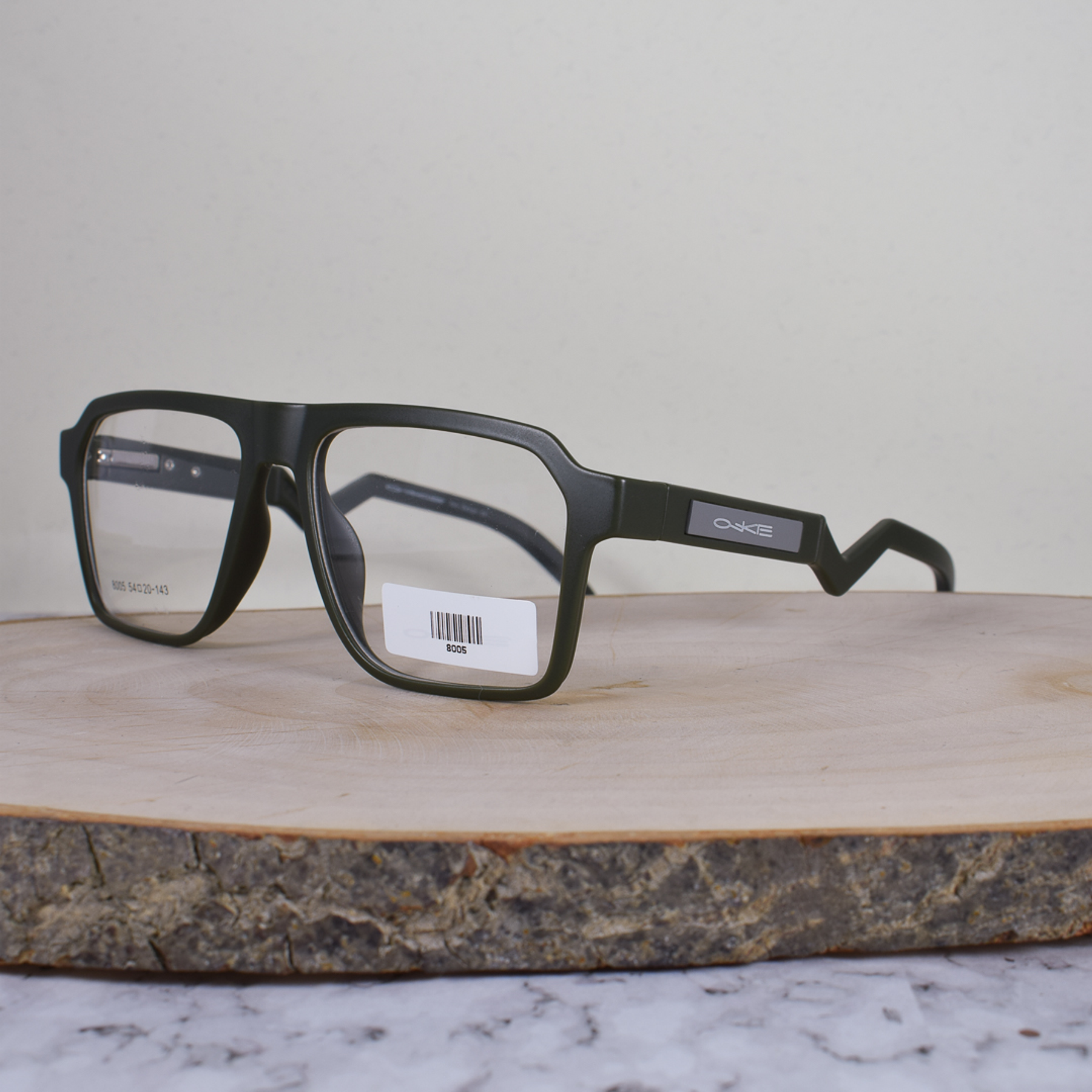 ZEN 8005 C8 Acetato Cuadrada Aviador Verde Mate Flex 