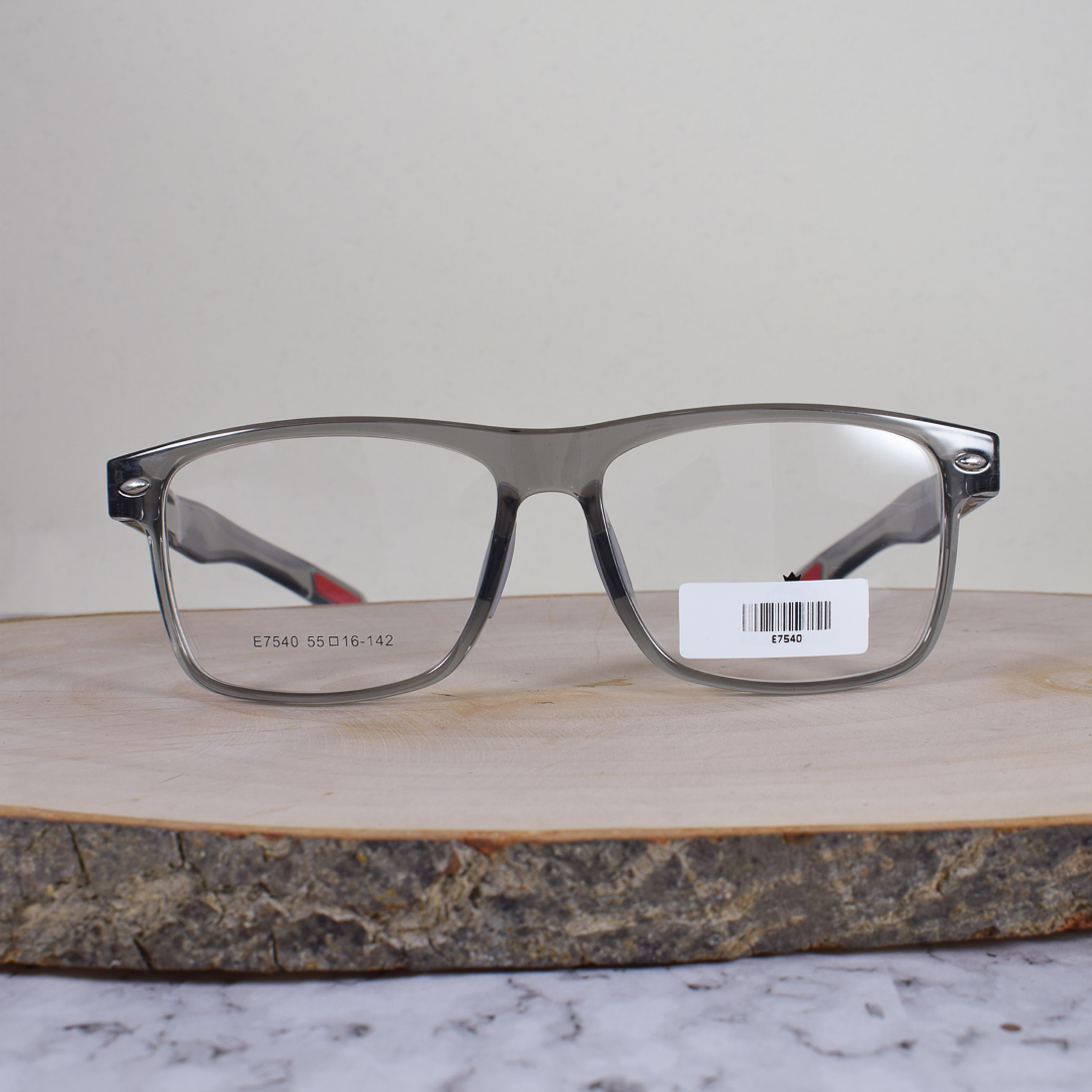 Le Commerce E7540 C4 Cuadrada Acetato Gris Translúcido Flex Terminal Rojo