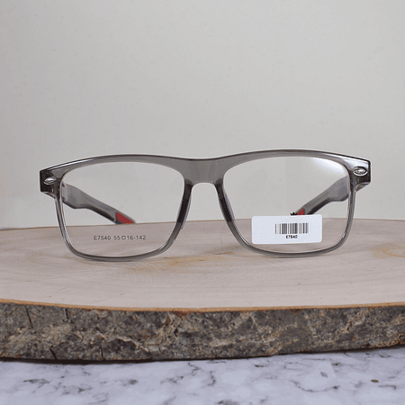 Le Commerce E7540 C4 Cuadrada Acetato Gris Translúcido Flex Terminal Rojo