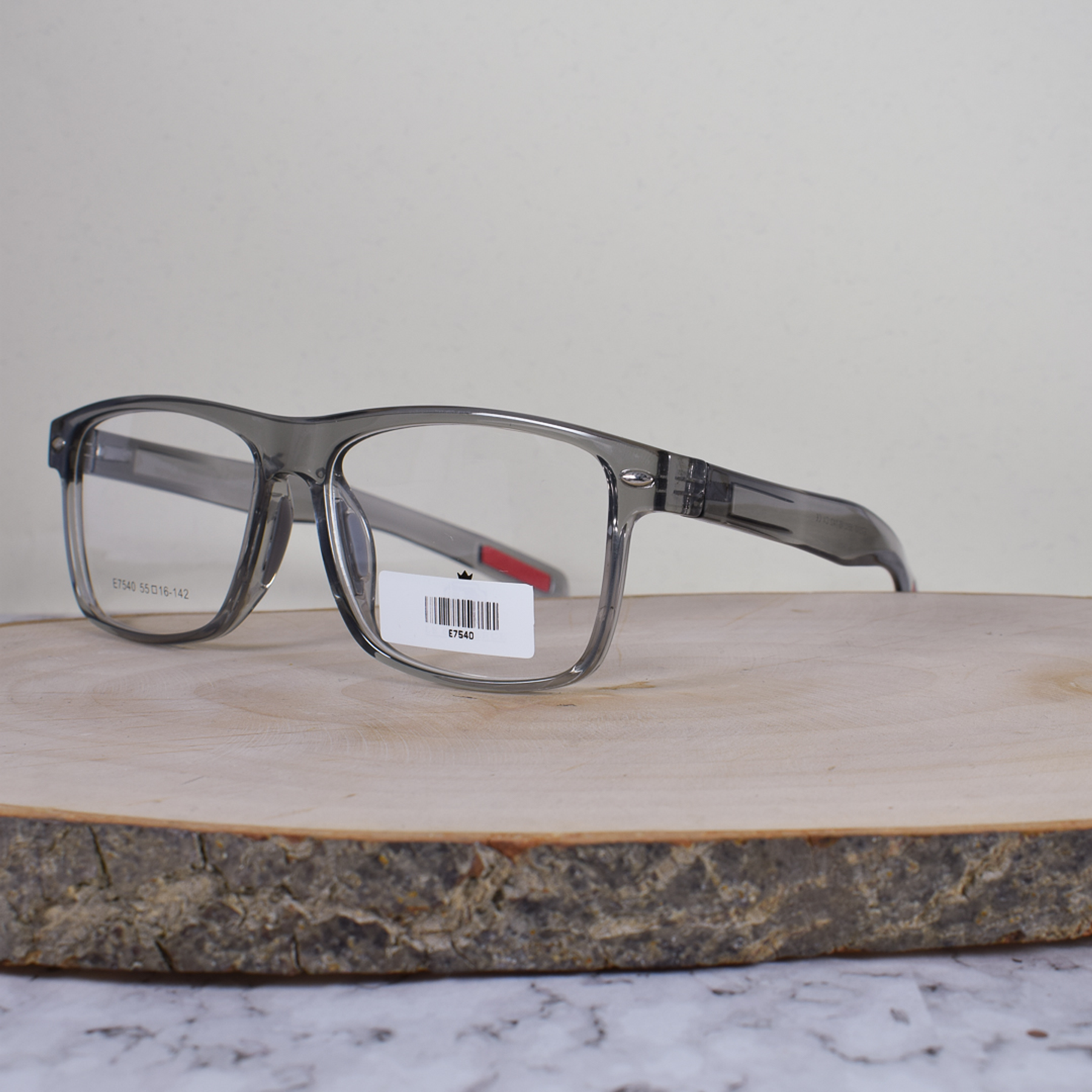 Le Commerce E7540 C4 Cuadrada Acetato Gris Translúcido Flex Terminal Rojo