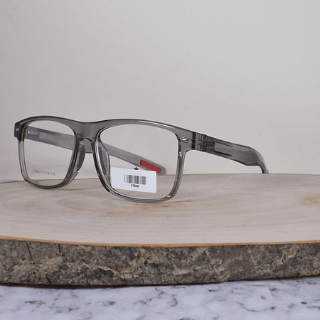 Le Commerce E7540 C4 Cuadrada Acetato Gris Translúcido Flex Terminal Rojo